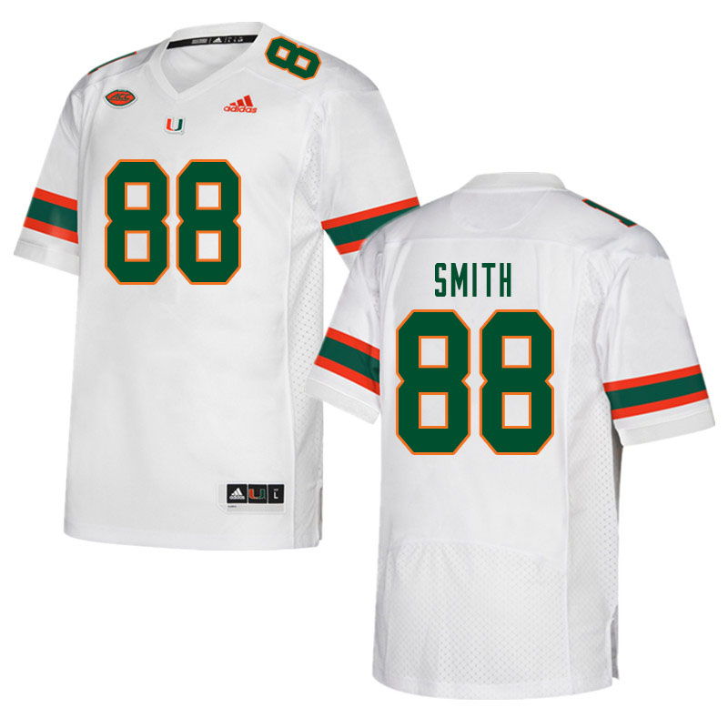 Men #88 Keyshawn Smith Miami Hurricanes College Football Jerseys Sale-White